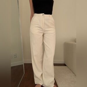 Zara Off-White Corduroy Trousers
